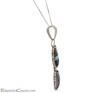 Navajo Native American Turquoise and Lab Opal Inlay Pendant Necklace SKU225823