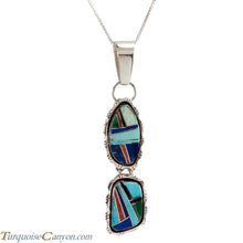 Load image into Gallery viewer, Navajo Native American Turquoise and Lab Opal Inlay Pendant Necklace SKU225823
