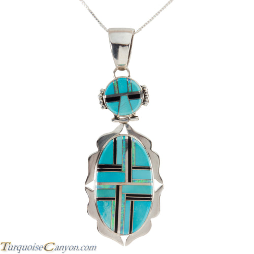 Navajo Native American Turquoise and Lab Opal Pendant Necklace SKU225824