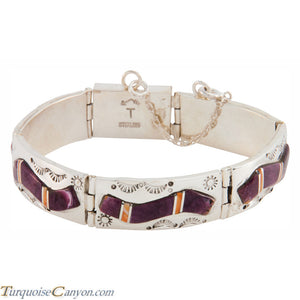 Navajo Native American Orange and Purple Shell Link Bracelet SKU225893