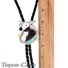 Load image into Gallery viewer, Dead Pawn Zuni Turquoise Inlay Steer Head Bolo Tie by Dean Qualo SKU225930