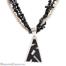 Load image into Gallery viewer, Navajo Native American Mother of Pearl and Onyx Necklace Pendant SKU225949