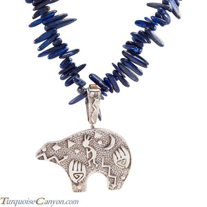 Navajo Native American Turquoise & Lapis Bear Pendant and Necklace SKU225953