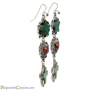 Navajo Native American Turquoise and Coral Earrings by Willeto SKU225961