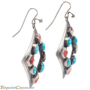 Navajo Native American Turquoise and Orange Spiny Shell Earrings SKU225976