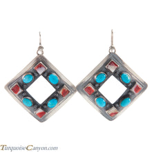 Load image into Gallery viewer, Navajo Native American Turquoise and Orange Spiny Shell Earrings SKU225976