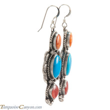 Load image into Gallery viewer, Navajo Native American Turquoise and Orange Shell Earrings SKU226271