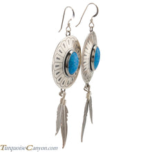 Load image into Gallery viewer, Navajo Native American Lab Opal and Silver Feather Earrings SKU226380