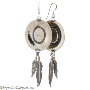 Navajo Native American Lab Opal and Silver Feather Earrings SKU226380