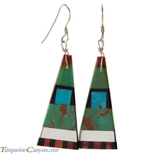 Load image into Gallery viewer, Santo Domingo Turquoise Coral and Shell Inlay Earrings by Coriz SKU226423