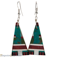 Load image into Gallery viewer, Santo Domingo Turquoise Coral and Shell Inlay Earrings by Coriz SKU226428