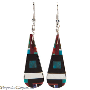 Santo Domingo Turquoise Coral and Shell Inlay Earrings by Coriz SKU226433