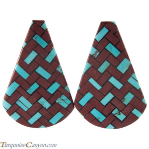 Santo Domingo Turquoise and Pipestone Shell Earrings by Rena Owen SKU226479