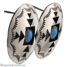 Load image into Gallery viewer, Navajo Native American Lab Opal Silver Shadow Box Earrings by Perry SKU226480