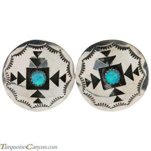 Navajo Native American Lab Opal Silver Shadow Box Earrings by Perry SKU226480