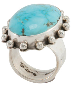Santo Domingo Stone Mountain Turquoise Ring Size 7 1/2 by Coriz SKU226648