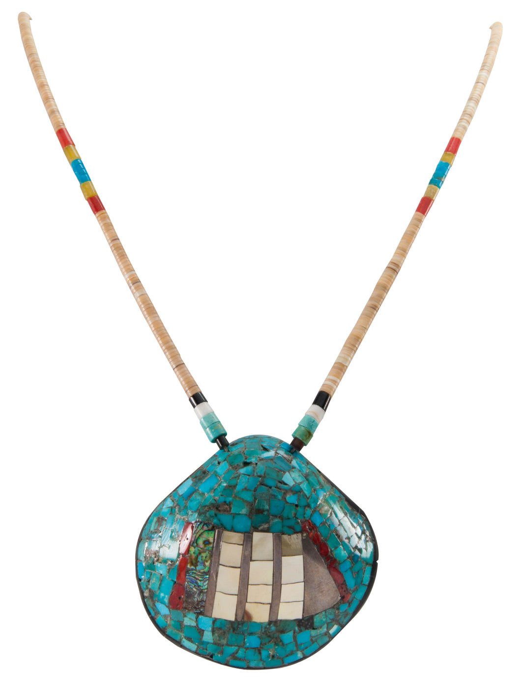 Santo Domingo Kewa Pueblo Dead Pawn Turquoise Shell Necklace SKU226702