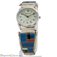 Load image into Gallery viewer, Navajo Native American Lapis and Lab Opal Watch Tips by Yazzie SKU226722