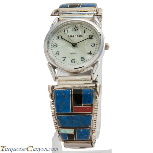 Navajo Native American Lapis and Lab Opal Watch Tips by Yazzie SKU226722