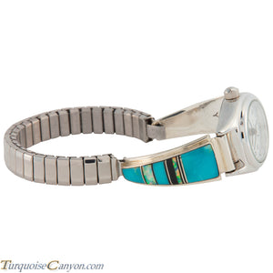 Navajo Native American Turquoise and Lab Opal Watch Tips by Yazzie SKU226736