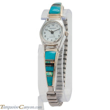 Load image into Gallery viewer, Navajo Native American Turquoise and Lab Opal Watch Tips by Yazzie SKU226736