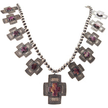 Load image into Gallery viewer, Navajo Native American Purple Shell Spanish Cross Necklace Donovan SKU226765
