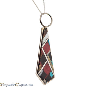Santo Domingo Turquoise and Coral Inlay Pendant Necklace by Bailon SKU226809