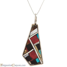 Load image into Gallery viewer, Santo Domingo Turquoise and Coral Inlay Pendant Necklace by Bailon SKU226809