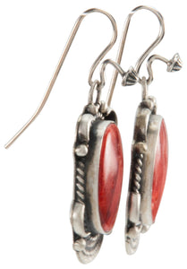 Navajo Native American Orange Spiny Oyster Shell Earrings by Jim SKU226861