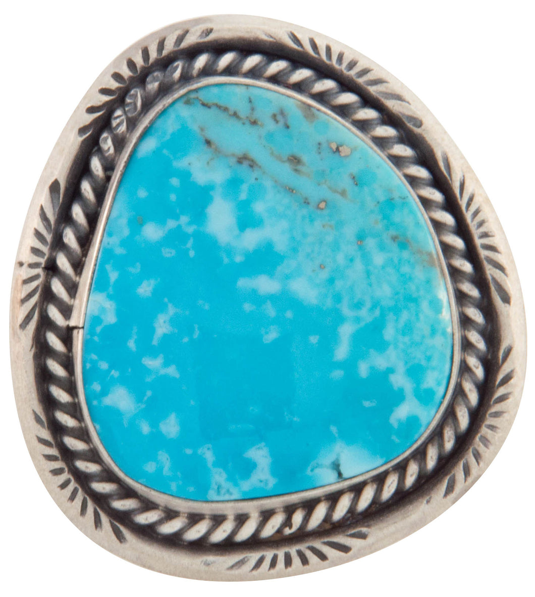 Navajo Native American Kingman Turquoise Ring Size 8 1/4 by Willeto SKU226877