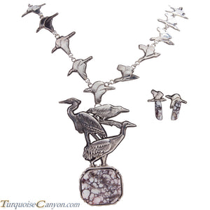 Navajo Native American Magnesite Heron Necklace Earrings by Nieto SKU227104