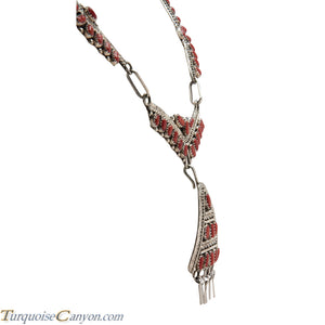 Navajo Native American Red Coral Necklace and Earring Set by Lee SKU227113