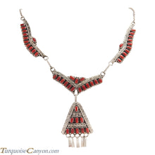 Load image into Gallery viewer, Navajo Native American Red Coral Necklace and Earring Set by Lee SKU227113