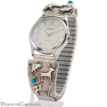 Load image into Gallery viewer, Navajo Native American Petroglyph and Turquoise Watch Tips SKU227176