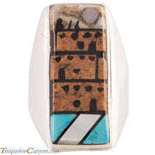 Load image into Gallery viewer, Zuni Native American Pueblo Design Inlay Ring Size 9 1/4 by Booqua SKU227257