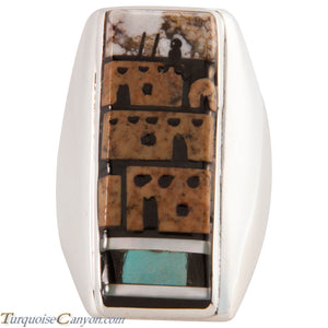 Zuni Native American Pueblo Design Inlay Ring Size 10 by Booqua SKU227258