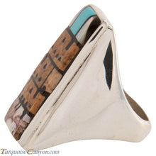Load image into Gallery viewer, Zuni Native American Pueblo Design Inlay Ring Size 10 by Booqua SKU227259