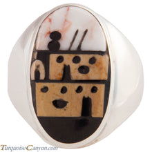 Load image into Gallery viewer, Zuni Native American Pueblo Design Inlay Ring Size 10 by Booqua SKU227261