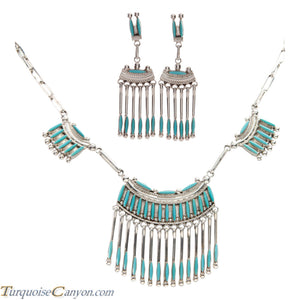 Zuni Native American Needle Point Turquoise Necklace and Earrings SKU227392