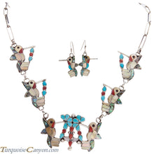 Load image into Gallery viewer, Zuni Native American Turquoise Hummingbird Necklace and Earrings SKU227394