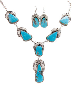 Navajo Native American Turquoise Mountain Necklace and Earrings SKU227398