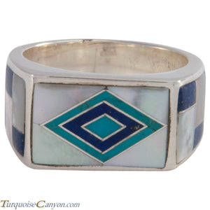 Navajo Native American Turquoise and Lapis Ring Size 10 by Benally SKU227410
