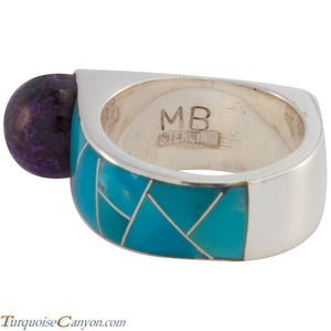 Navajo Native American Turquoise and Sugilite Ring Size 8 1/4 SKU227418