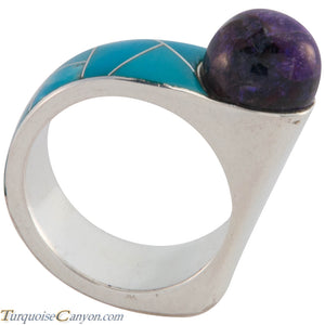 Navajo Native American Turquoise and Sugilite Ring Size 8 1/4 SKU227418