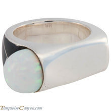 Load image into Gallery viewer, Navajo Native American Onyx and Lab Opal Ring Size 7 3/4 by Benally SKU227419