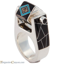 Load image into Gallery viewer, Navajo Native American Turquoise and Black Jade Ring Size 9 1/2 SKU227421