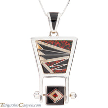 Load image into Gallery viewer, Navajo Native American Jet and Lab Opal Pendant Necklace by Benally SKU227422