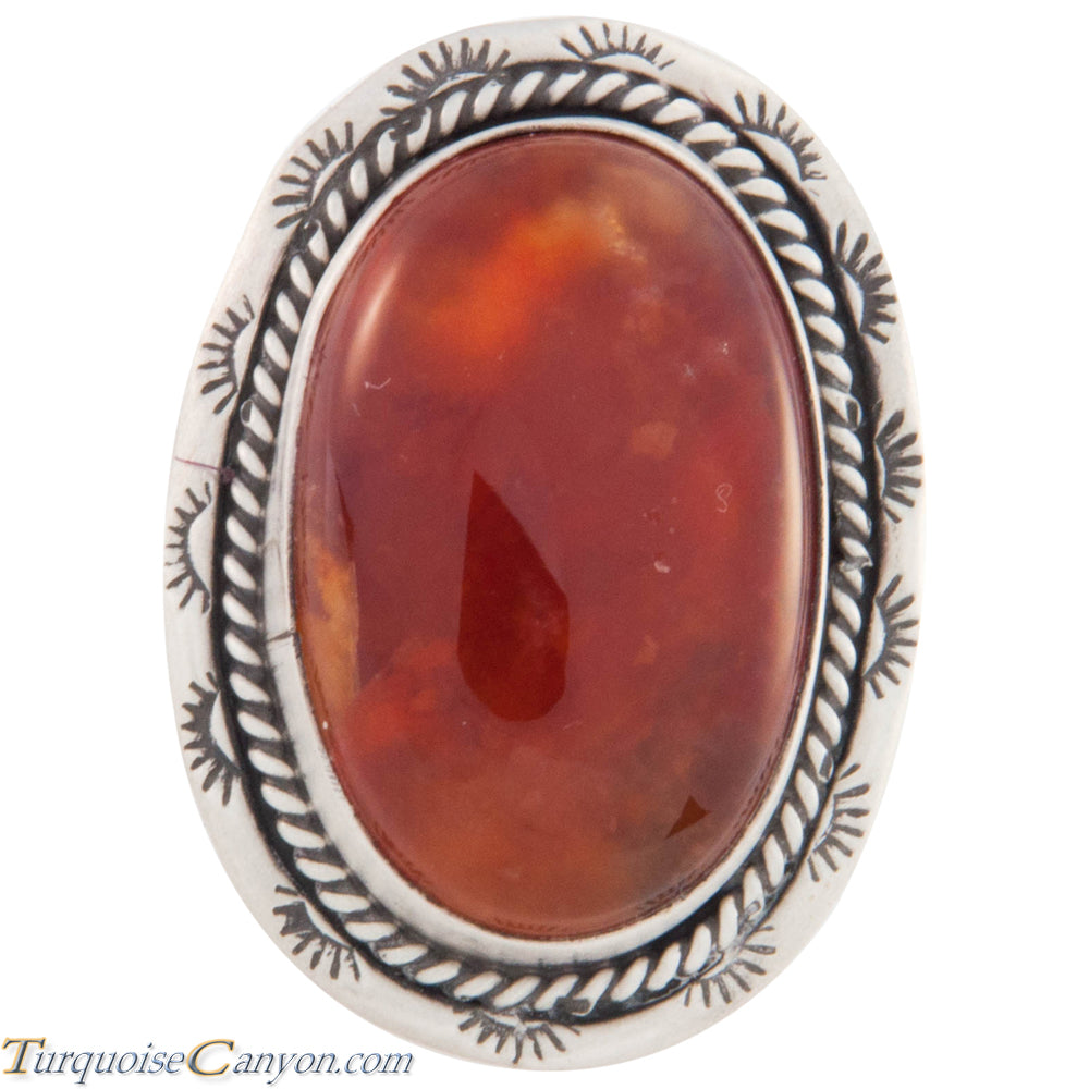 Navajo Native American Tangerine Chalcedony Ring Size 5 1/4 SKU227438