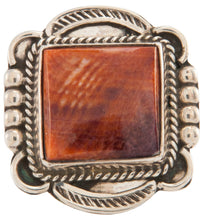 Load image into Gallery viewer, Navajo Native American Orange Shell Ring Size 8 1/4 by Richard Jim