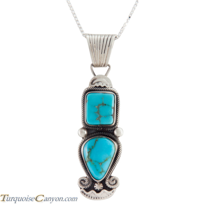 Navajo Native American Blue Gem Turquoise Pendant Necklace SKU227533
